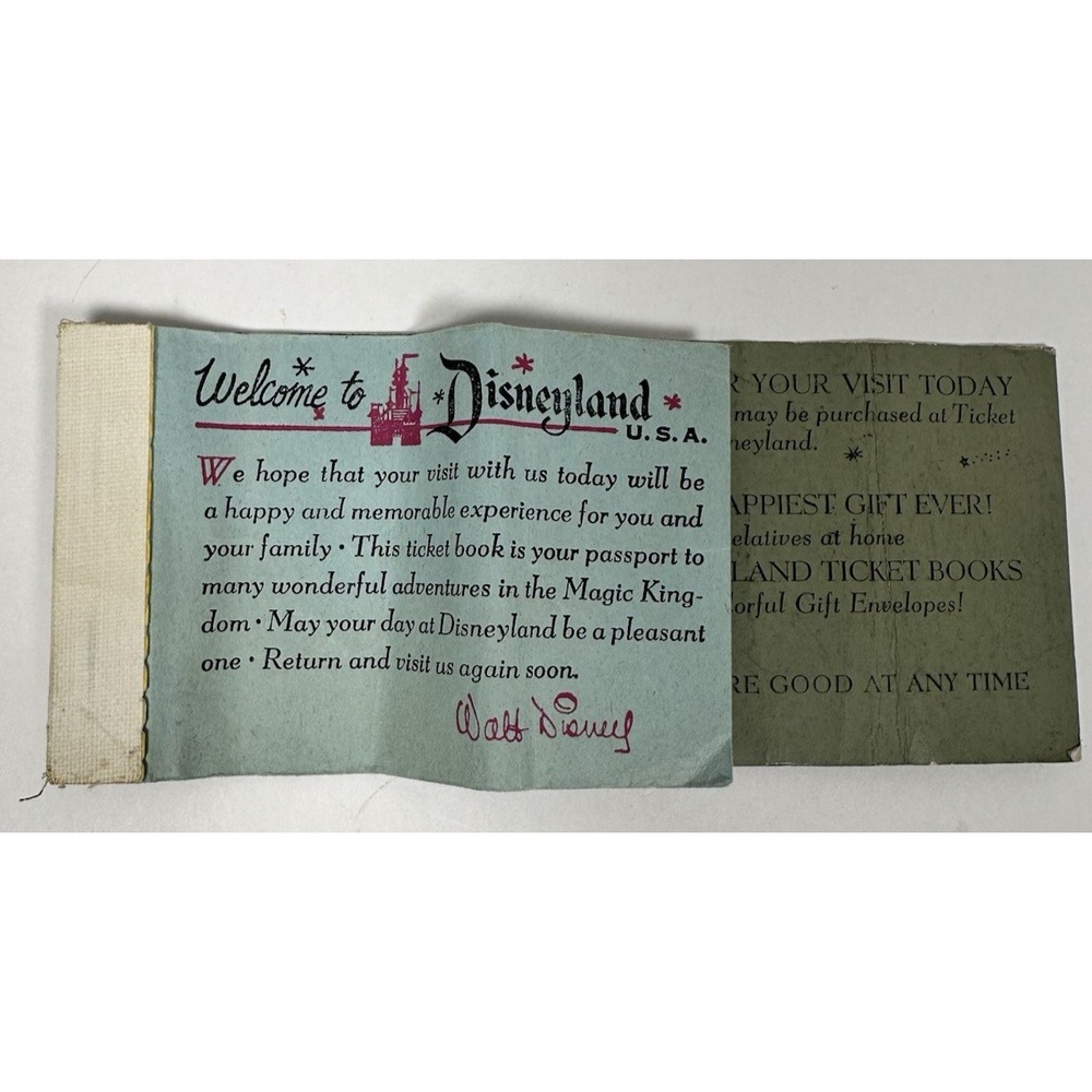 VTG Disneyland Memorabilia Jumbo Ticket Book Empty 1960s